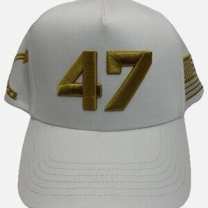 Authentic Charlie Kirk 47 Trump Hat White & Gold Turning Point USA Cap